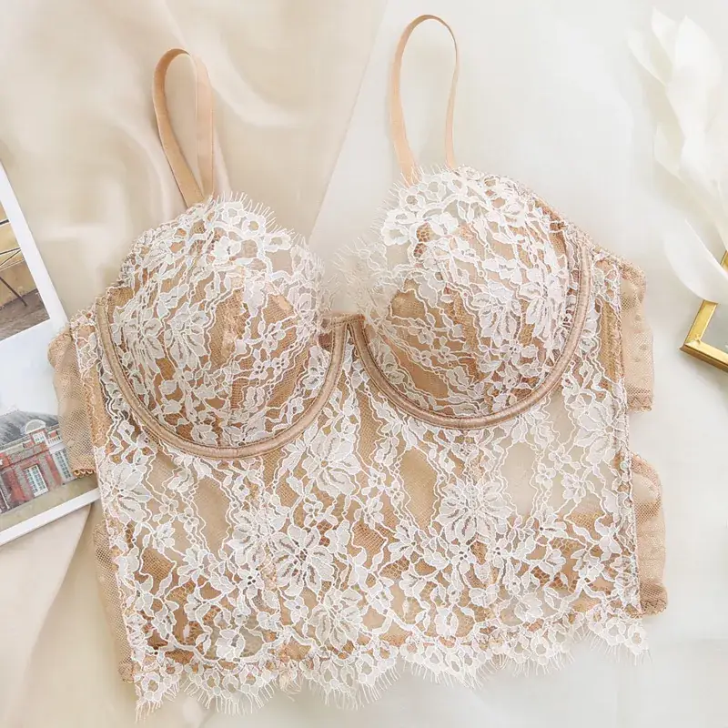 Ultra-Thin Cross-Lace Bra with See-Through Design - Image 5