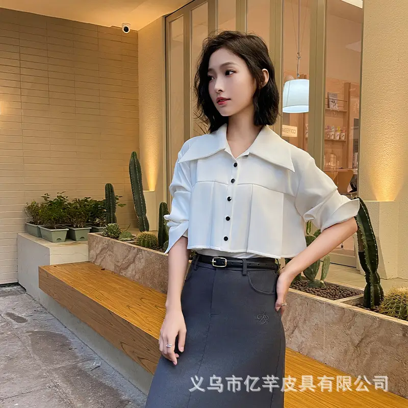 Women's Brown Leather Belt with Gold Buckle — feature 16