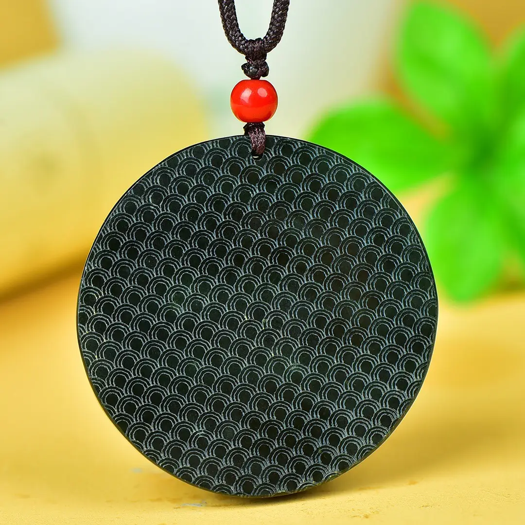 Hetian Jade Snake Pendant Necklace Black Red - Image 4
