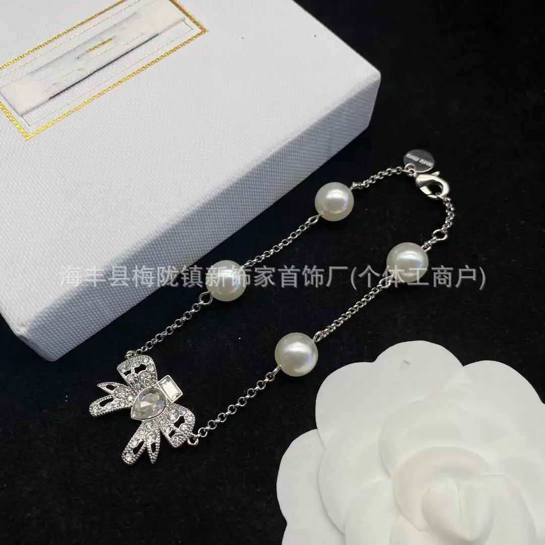 Pearl Bow Necklace Bracelet Set for Women - Image 16