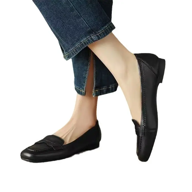 Women's White Leather Slip-On Loafers 2023 Spring Autumn - Image 7