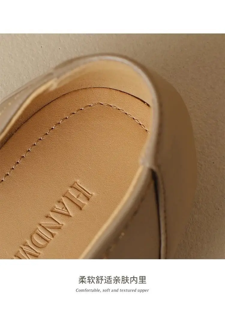 Women's White Leather Slip-On Loafers 2023 Spring Autumn — feature 5