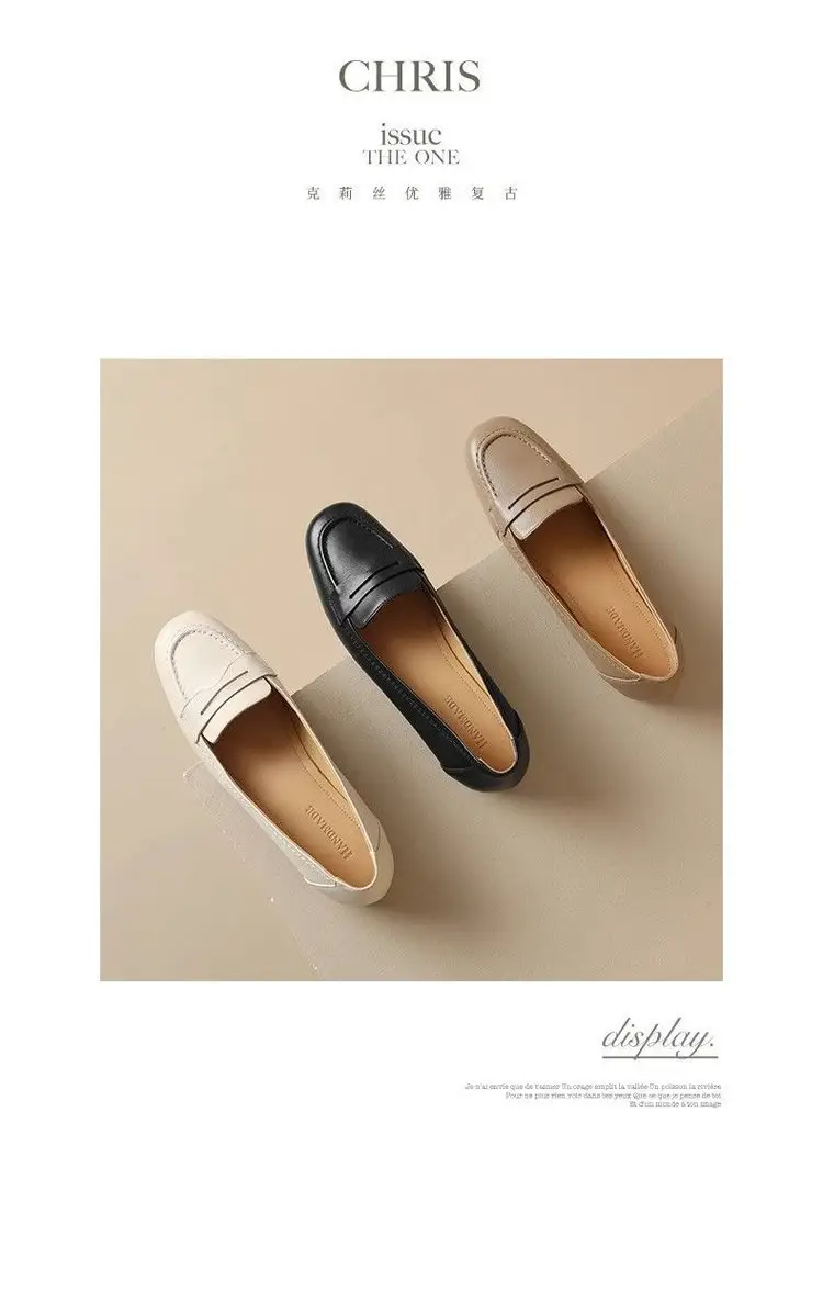 Women's White Leather Slip-On Loafers 2023 Spring Autumn — feature 7