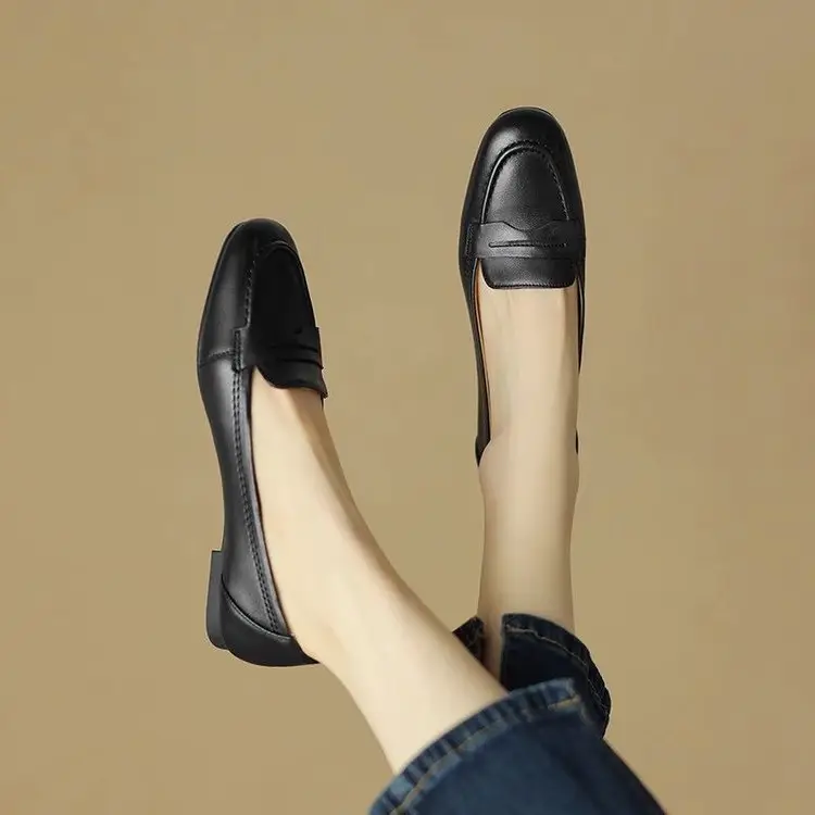Women's White Leather Slip-On Loafers 2023 Spring Autumn - Image 2