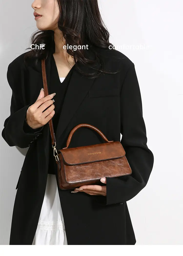 Korean Style Brown Satchel Bag for Women — feature 1