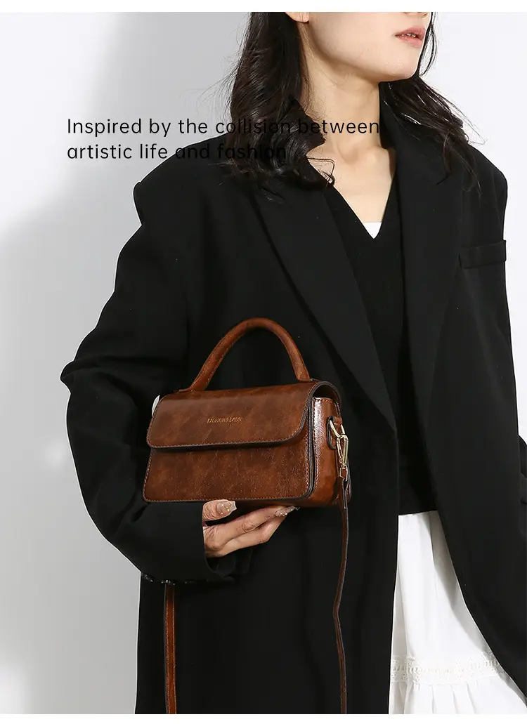 Korean Style Brown Satchel Bag for Women — feature 24