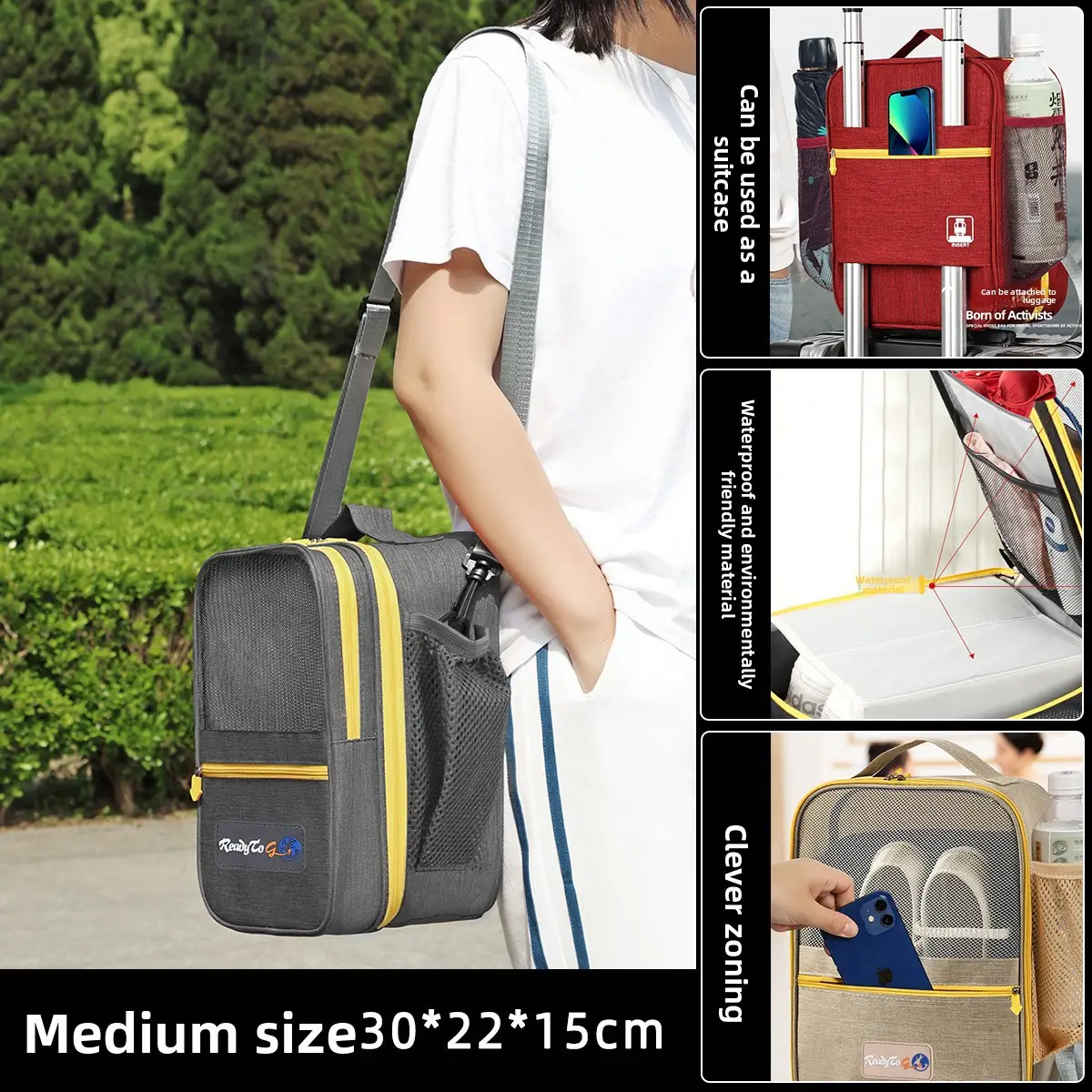 Shuxin 2024 Waterproof Travel Shoe Bag Grey - Image 10