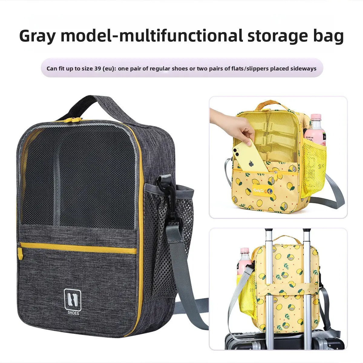 Shuxin 2024 Waterproof Travel Shoe Bag Grey - Image 17