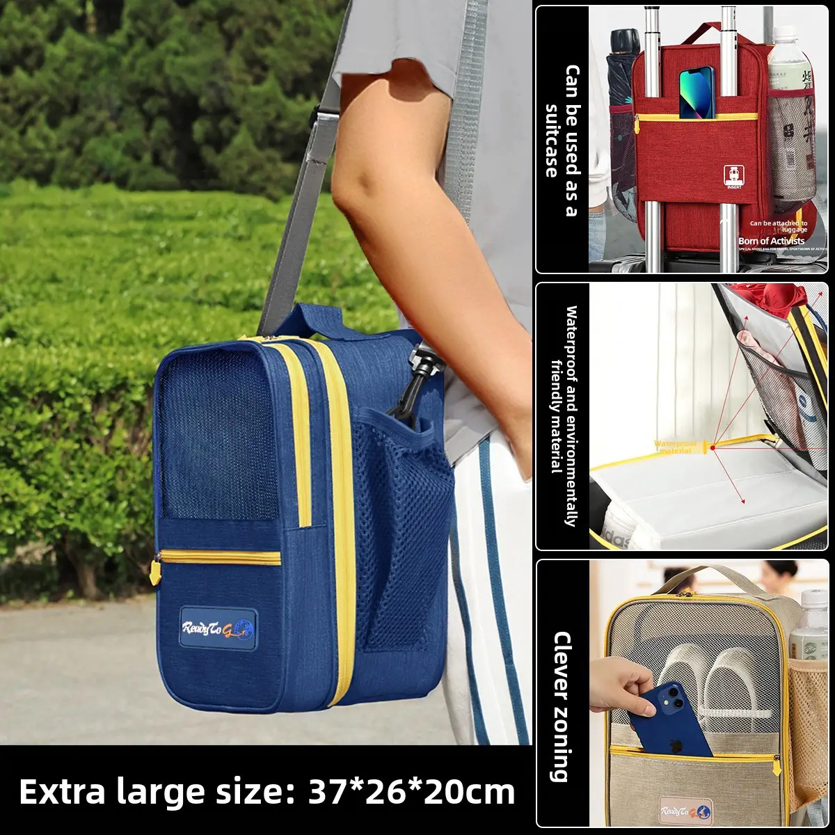 Shuxin 2024 Waterproof Travel Shoe Bag Grey - Image 2