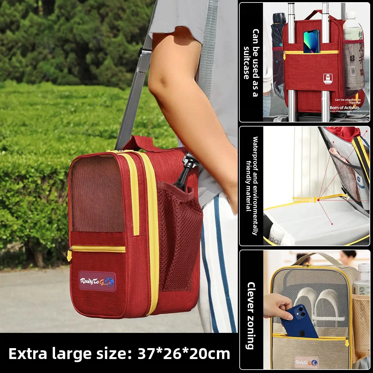 Shuxin 2024 Waterproof Travel Shoe Bag Grey - Image 4