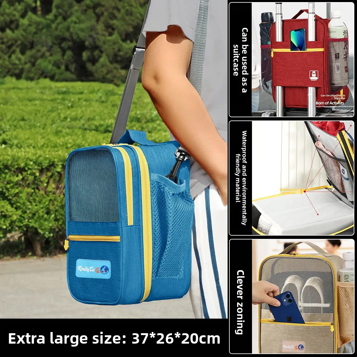Shuxin 2024 Waterproof Travel Shoe Bag Grey - Image 5