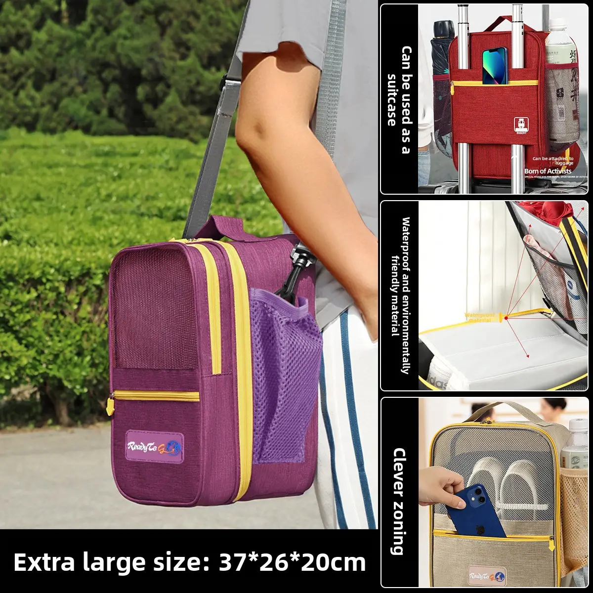 Shuxin 2024 Waterproof Travel Shoe Bag Grey - Image 6