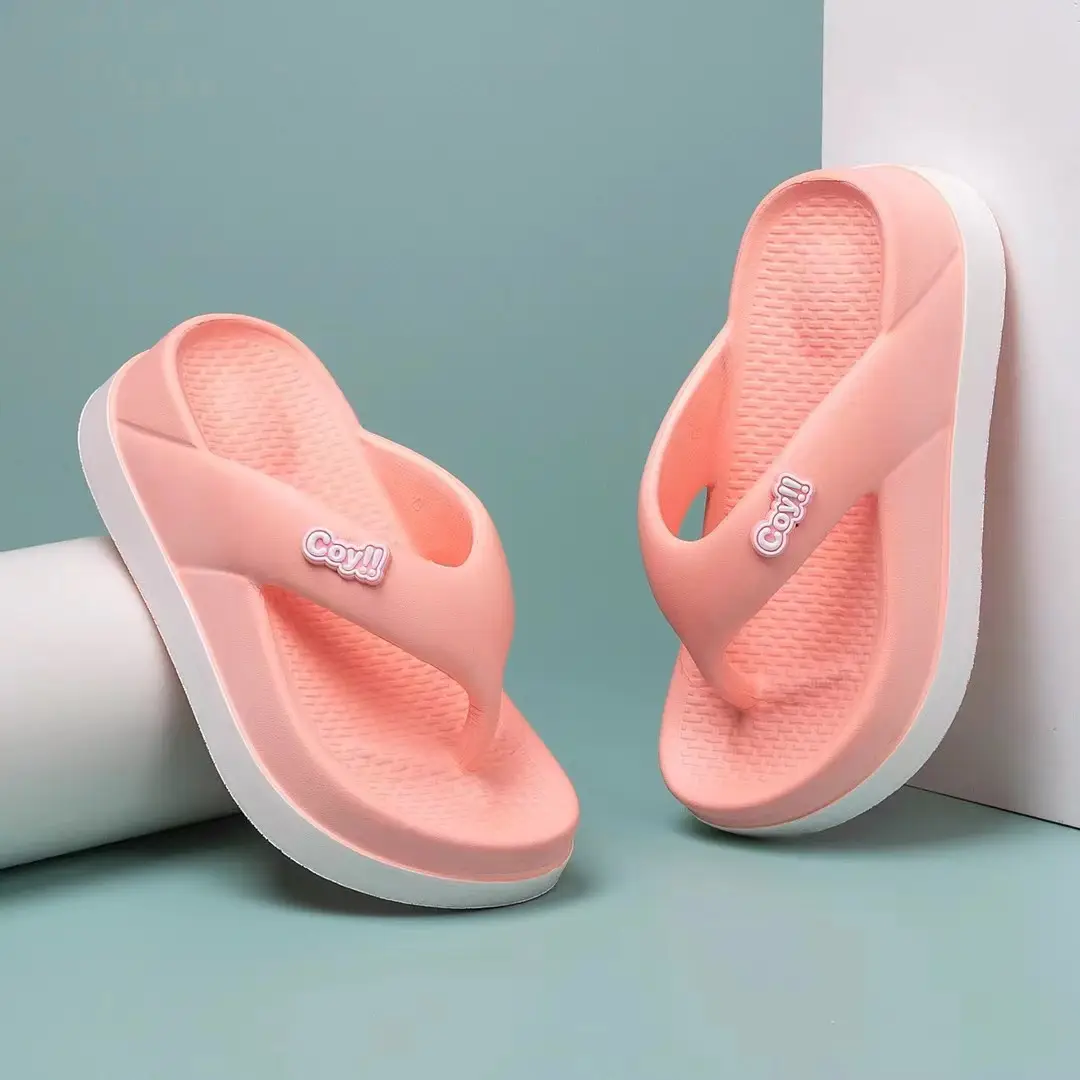 Women Summer Flip Flops White Thick Sole Beach Sandals
