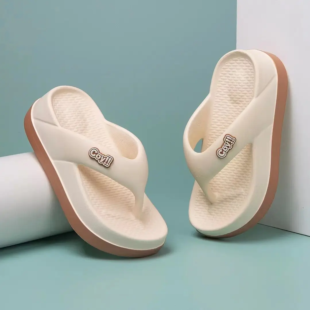 Women Summer Flip Flops White Thick Sole Beach Sandals