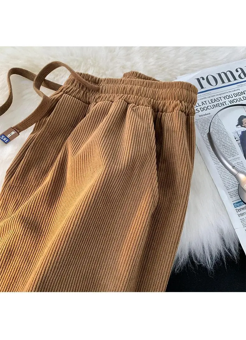 Vintage Brown Corduroy Loose Fit Men's Pants — feature 11