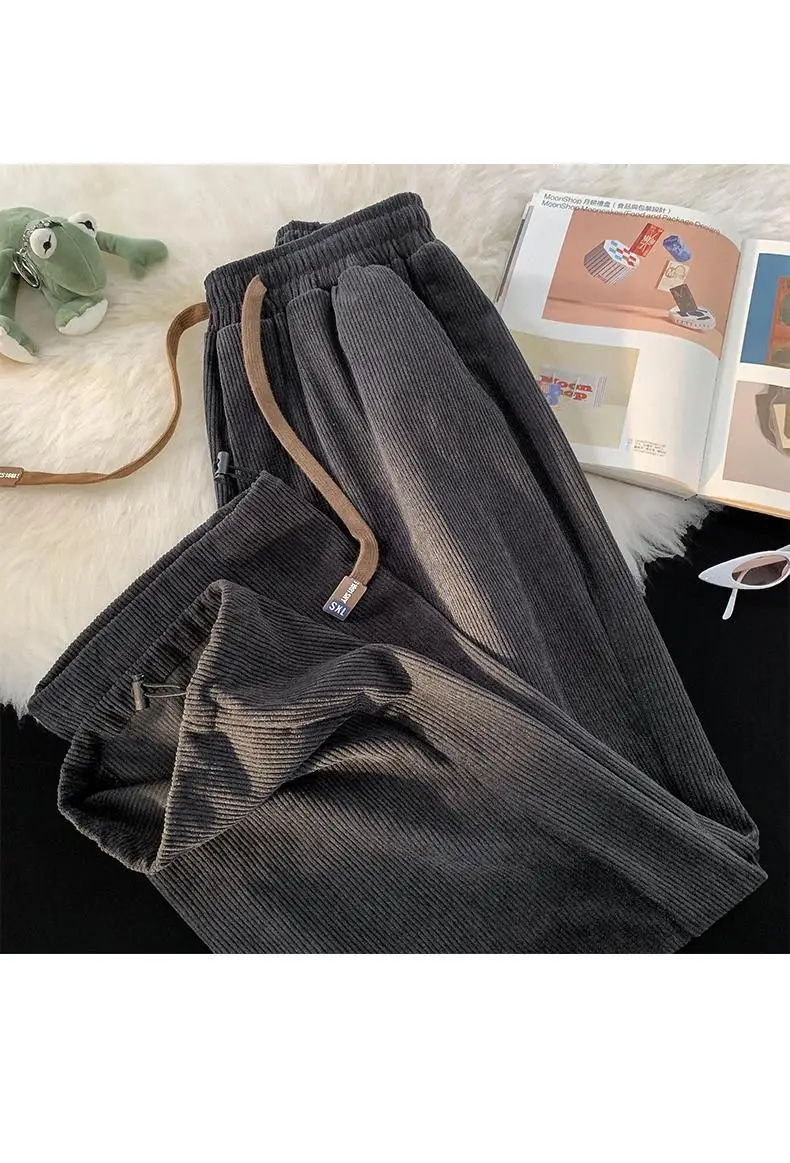 Vintage Brown Corduroy Loose Fit Men's Pants — feature 12