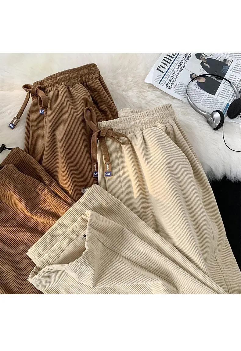 Vintage Brown Corduroy Loose Fit Men's Pants — feature 15