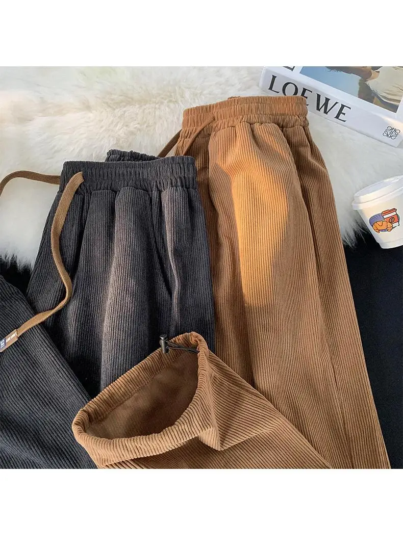 Vintage Brown Corduroy Loose Fit Men's Pants — feature 16