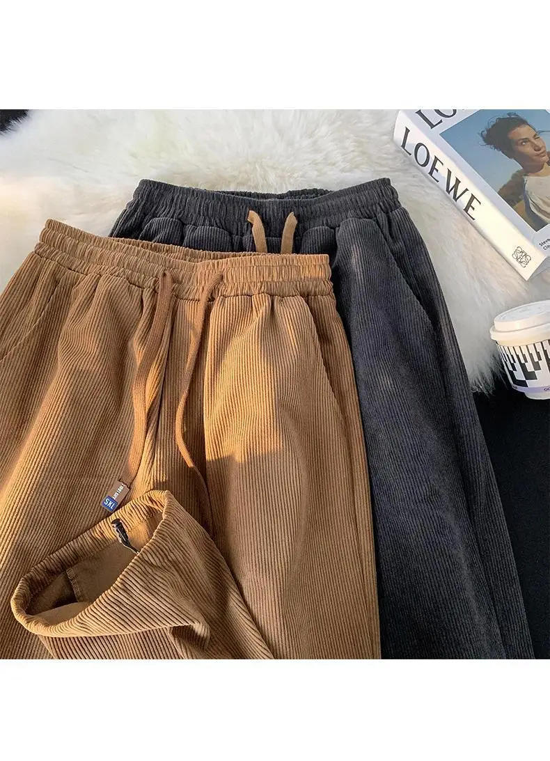 Vintage Brown Corduroy Loose Fit Men's Pants — feature 17