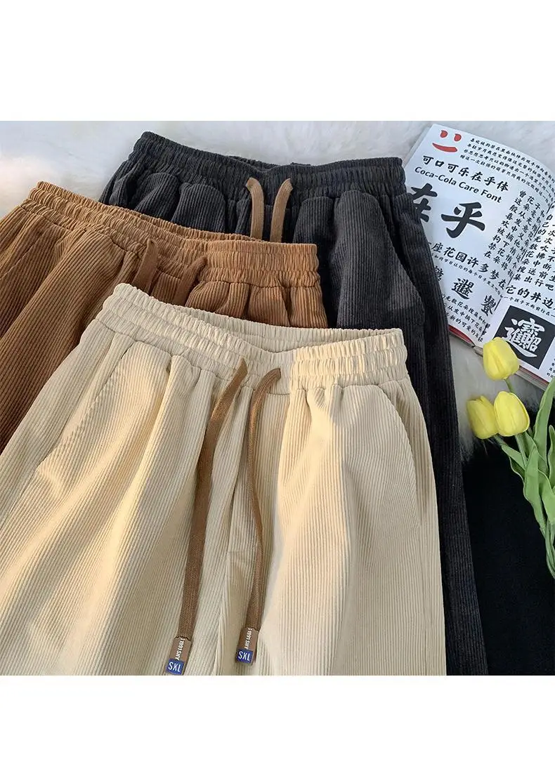 Vintage Brown Corduroy Loose Fit Men's Pants — feature 18