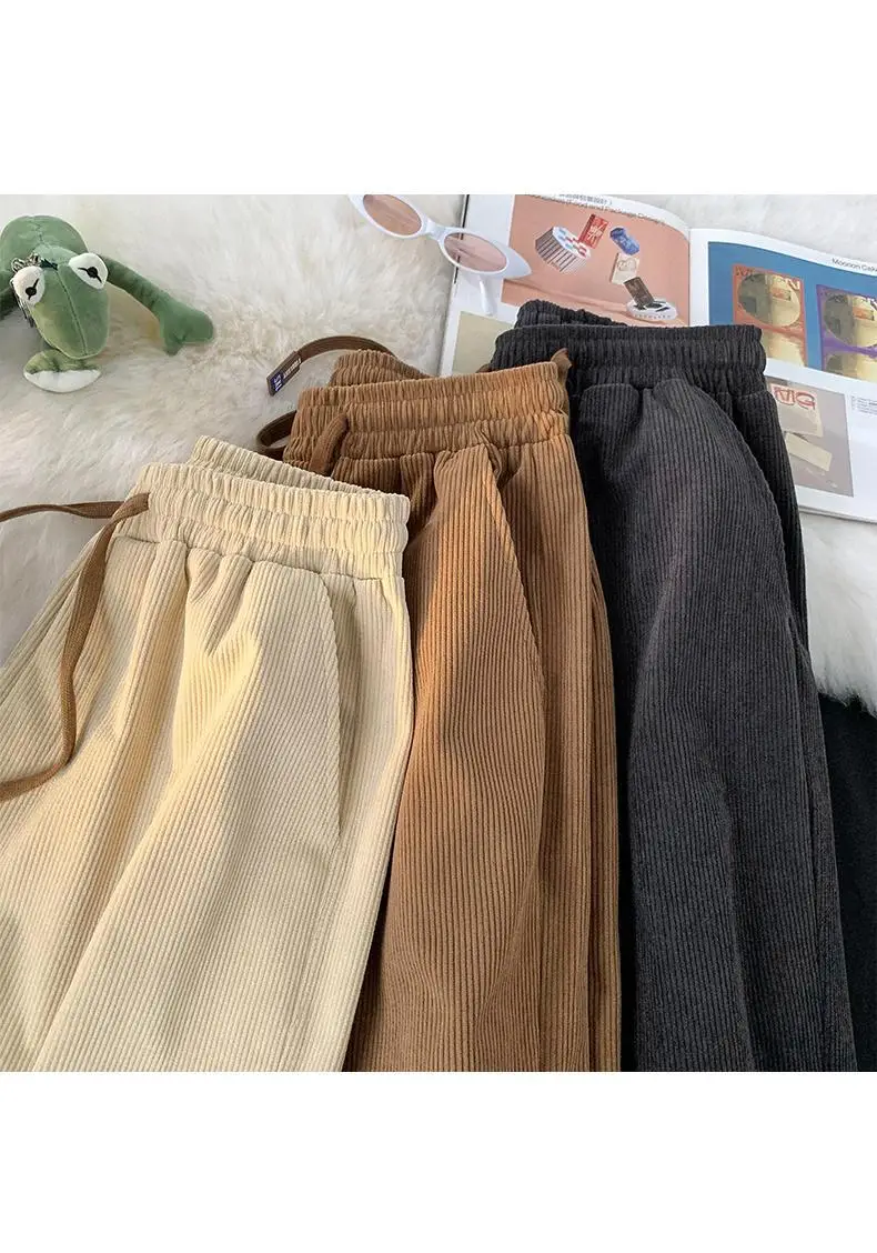 Vintage Brown Corduroy Loose Fit Men's Pants — feature 19