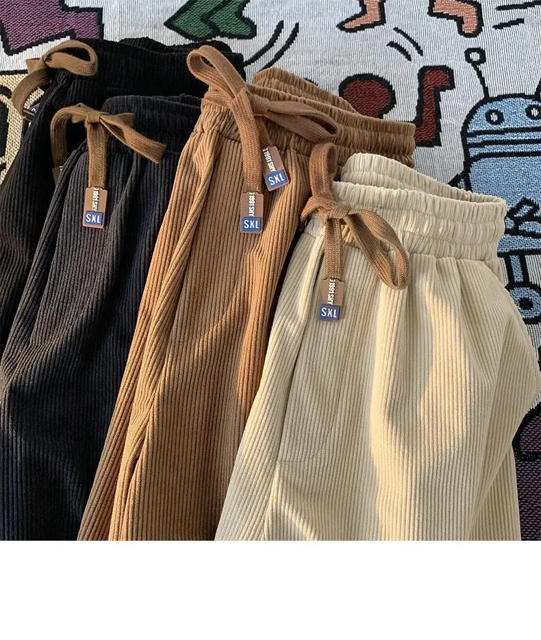 Vintage Brown Corduroy Loose Fit Men's Pants — feature 2
