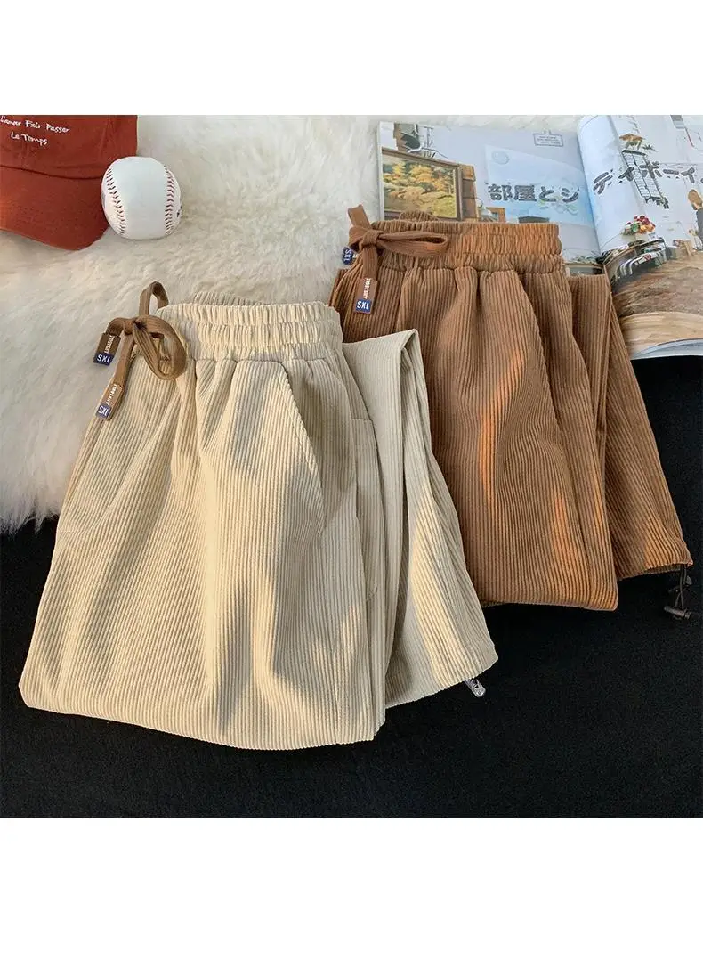 Vintage Brown Corduroy Loose Fit Men's Pants — feature 4