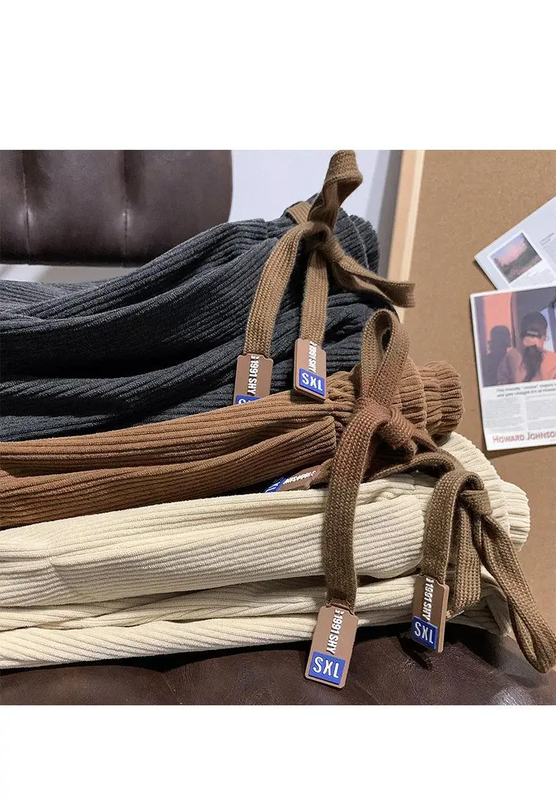 Vintage Brown Corduroy Loose Fit Men's Pants — feature 9