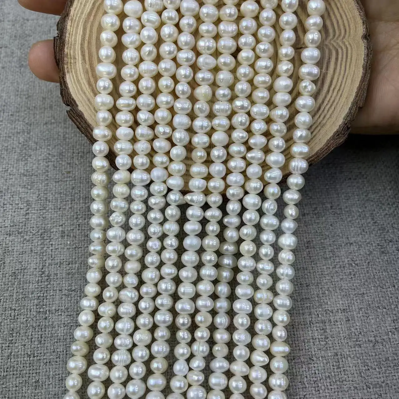 Natural Freshwater Pearl Punch Necklace Set 5-6mm - Image 3