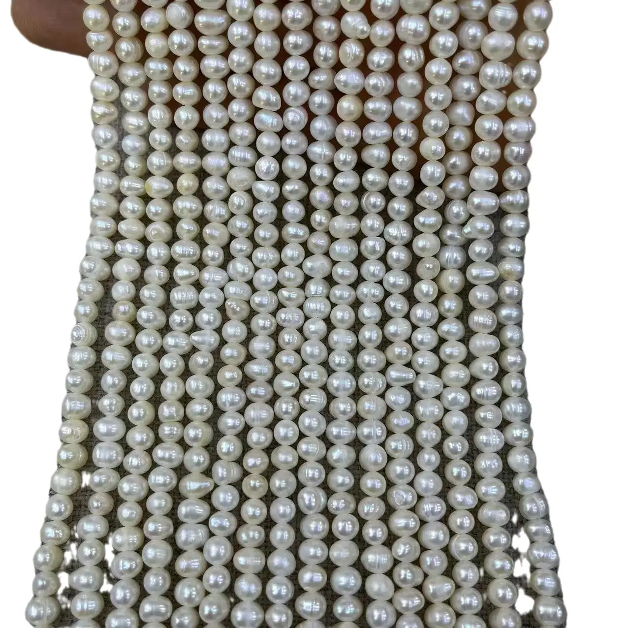 Natural Freshwater Pearl Punch Necklace Set 5-6mm - Image 5