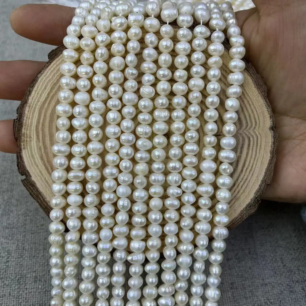 Natural Freshwater Pearl Punch Necklace Set 5-6mm — feature 5