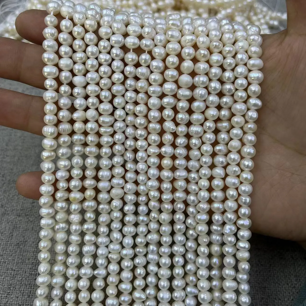 Natural Freshwater Pearl Punch Necklace Set 5-6mm — feature 8