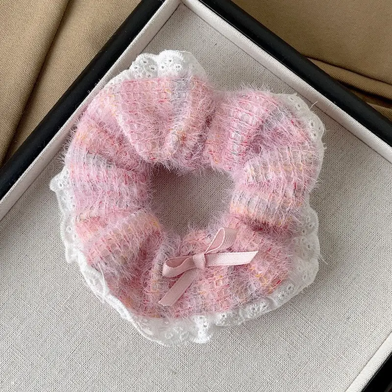 Autumn & Winter Lace Hair Bands Pearl Wool High-Grade Rubber