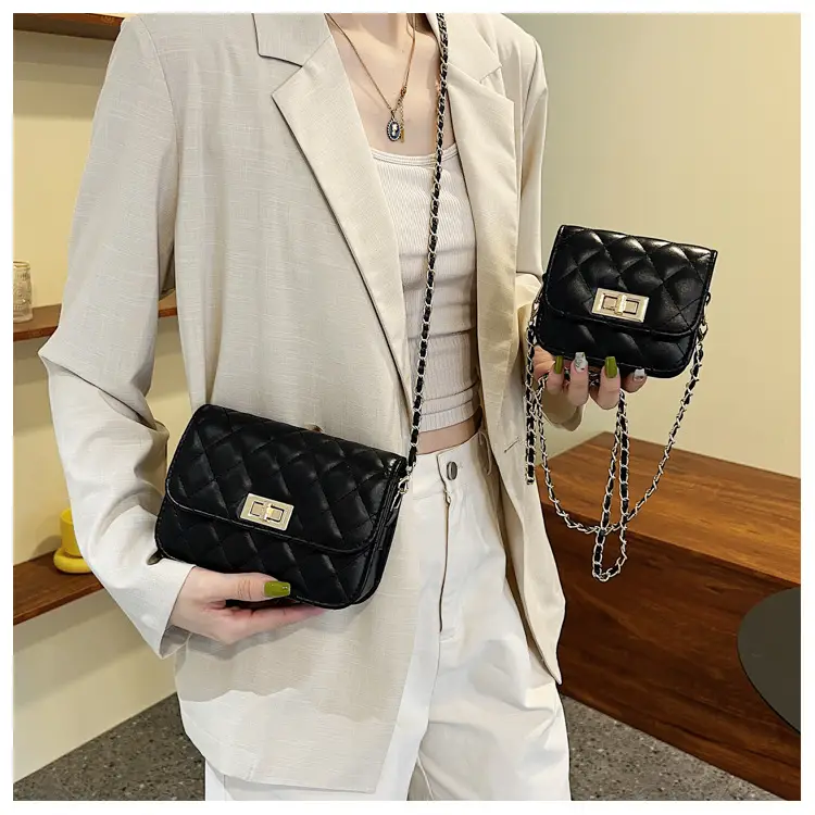 Black Quilted Korean Style Shoulder Bag Set 2023 — feature 11