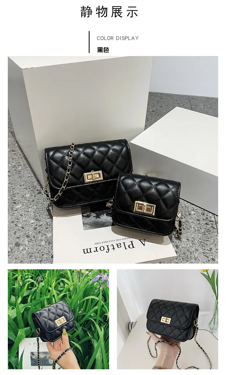 Black Quilted Korean Style Shoulder Bag Set 2023 — feature 22
