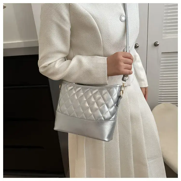 Women's White Brown Quilted Shoulder Bag 2022 — feature 11