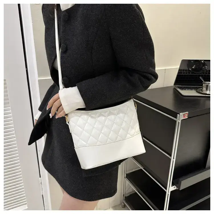 Women's White Brown Quilted Shoulder Bag 2022 — feature 15