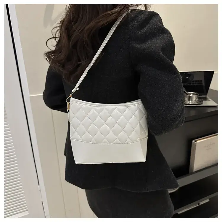 Women's White Brown Quilted Shoulder Bag 2022 — feature 16