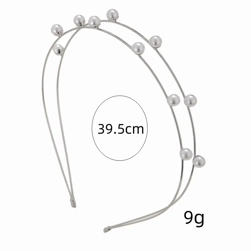 Double Row Rhinestone Pearl Hairband for Women - Image 7