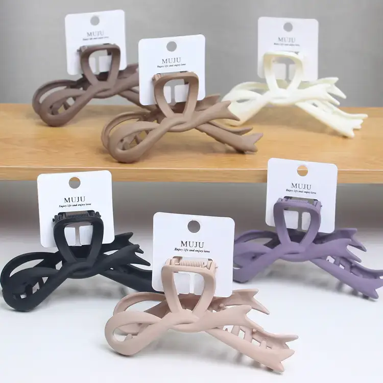 Maillard Style Hair Clip Large Bow Frosted Spray Paint Grab Clip High-End Back Head Shark Clip - Image 10