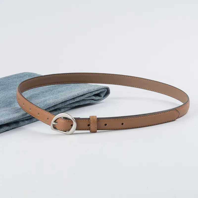 Women's Light Blue Genuine Leather Belt with Silver Buckle - Image 11
