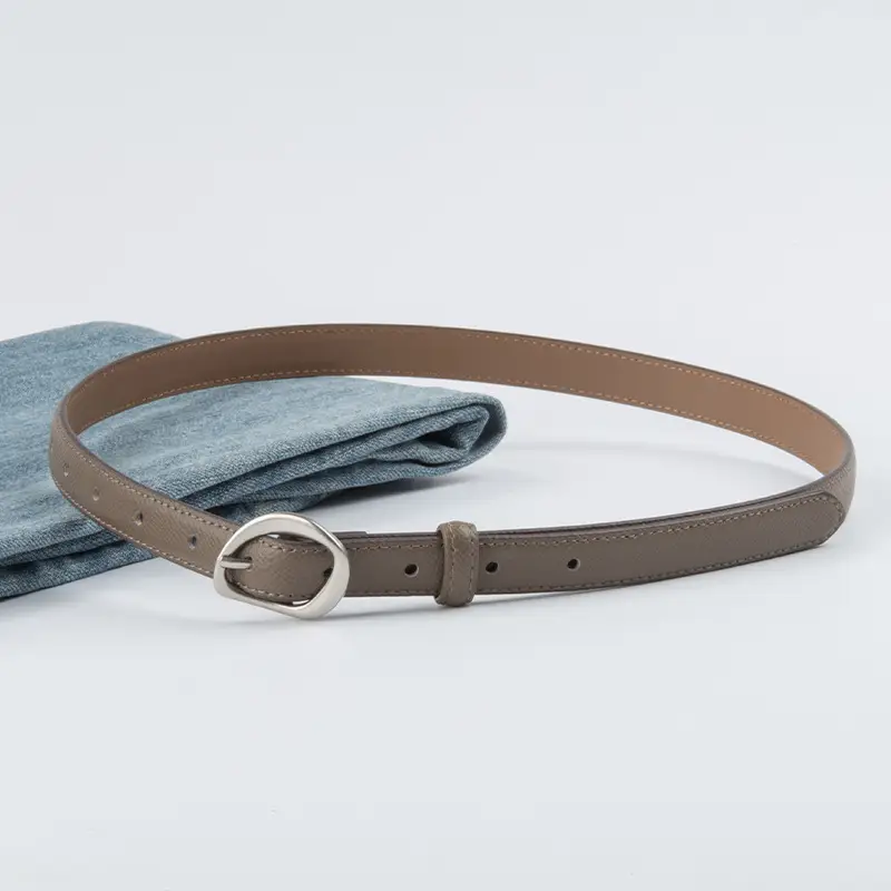 Women's Light Blue Genuine Leather Belt with Silver Buckle - Image 12