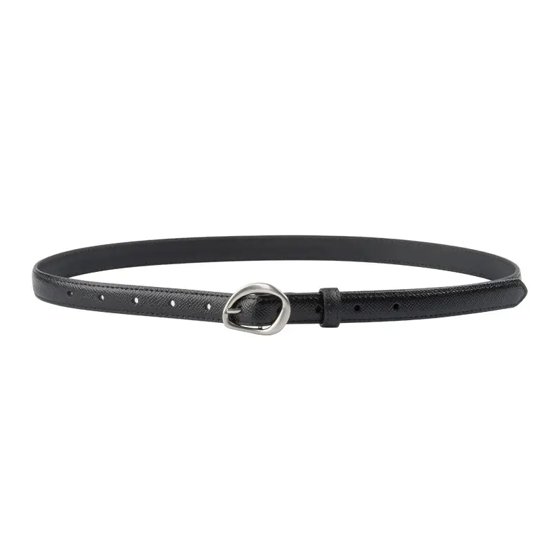 Women's Light Blue Genuine Leather Belt with Silver Buckle - Image 13
