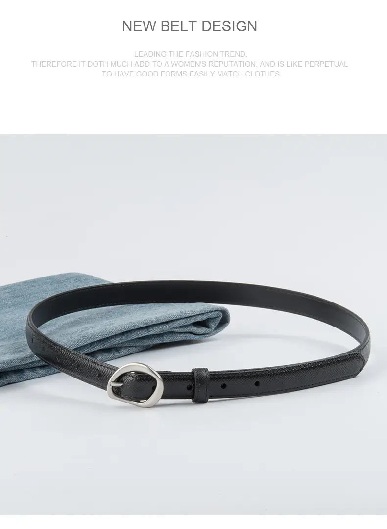 Women's Light Blue Genuine Leather Belt with Silver Buckle β feature 10