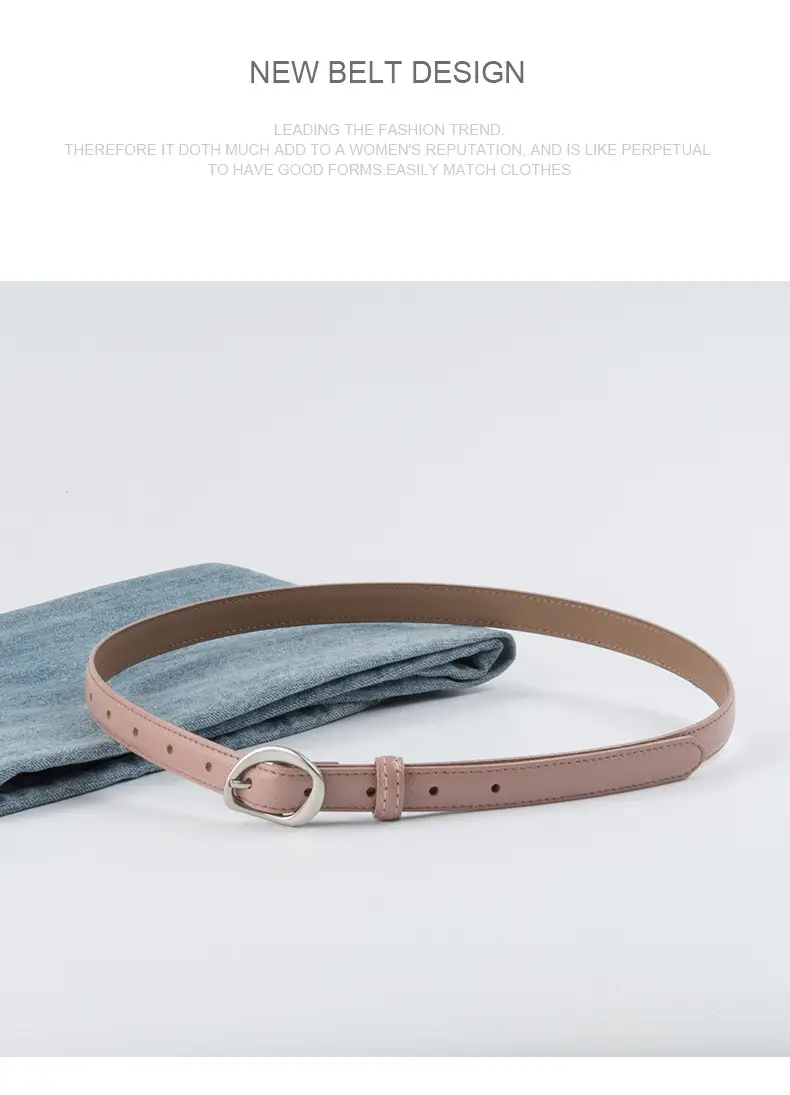 Women's Light Blue Genuine Leather Belt with Silver Buckle β feature 11