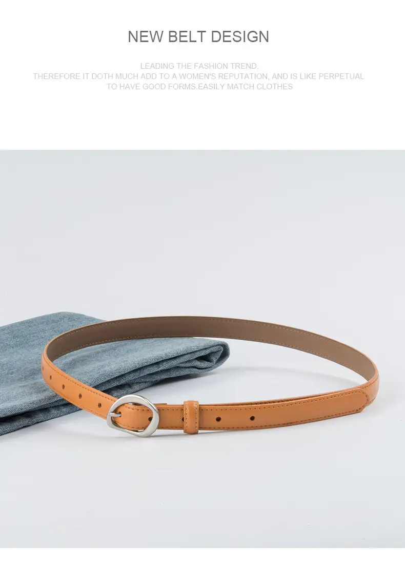 Women's Light Blue Genuine Leather Belt with Silver Buckle β feature 12