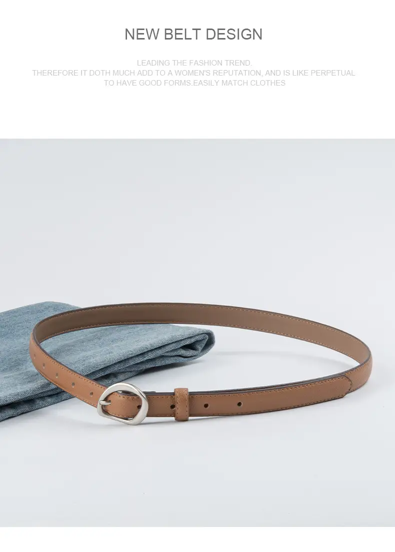 Women's Light Blue Genuine Leather Belt with Silver Buckle β feature 13