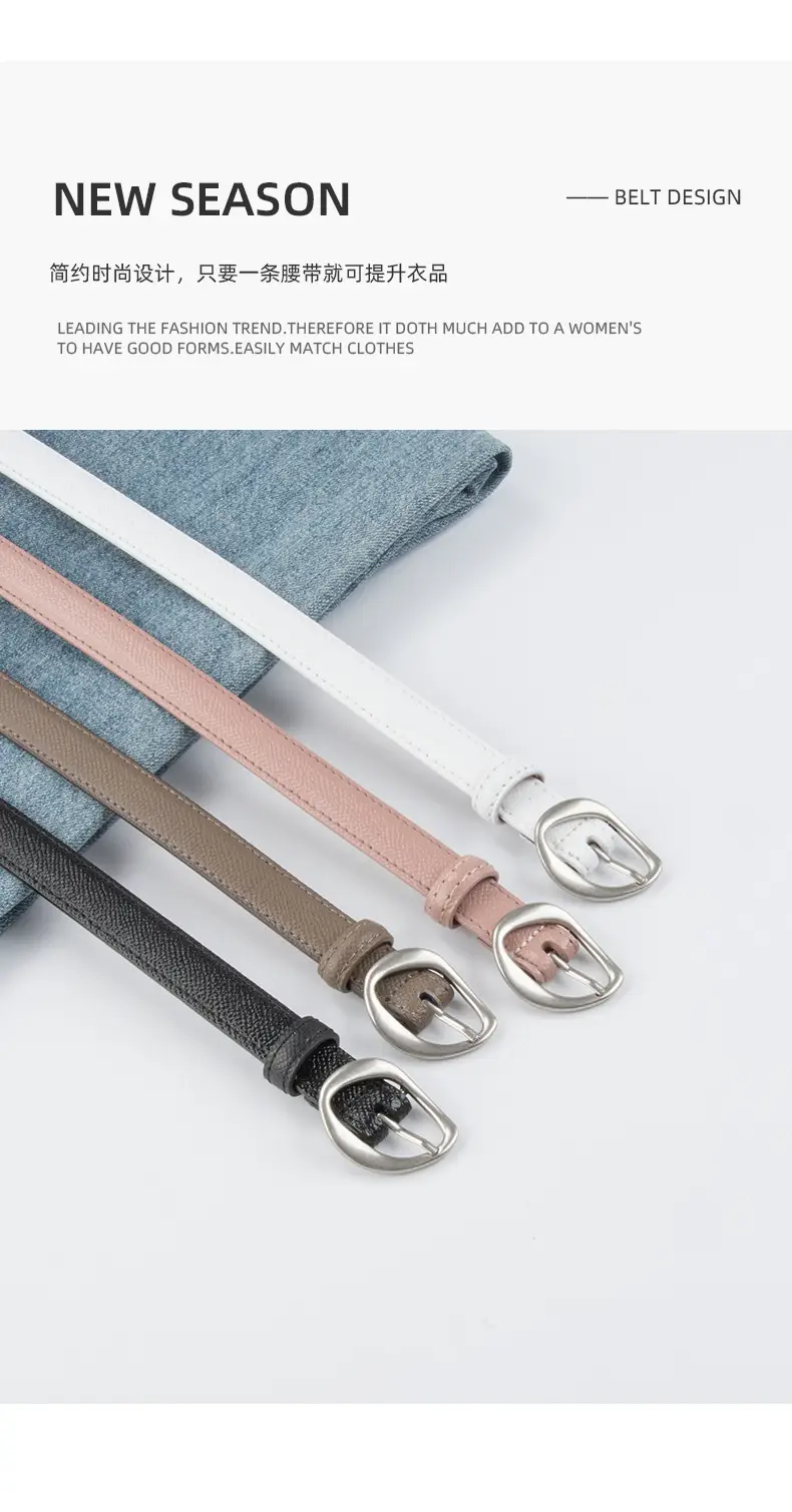 Women's Light Blue Genuine Leather Belt with Silver Buckle β feature 4