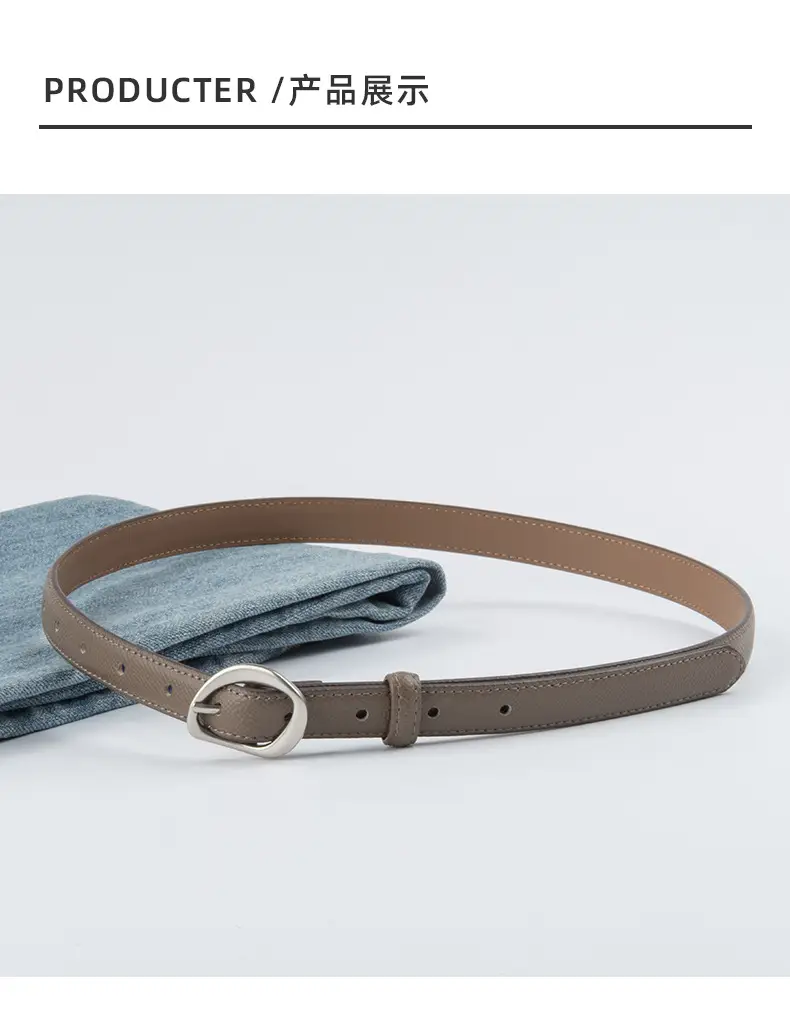 Women's Light Blue Genuine Leather Belt with Silver Buckle β feature 9