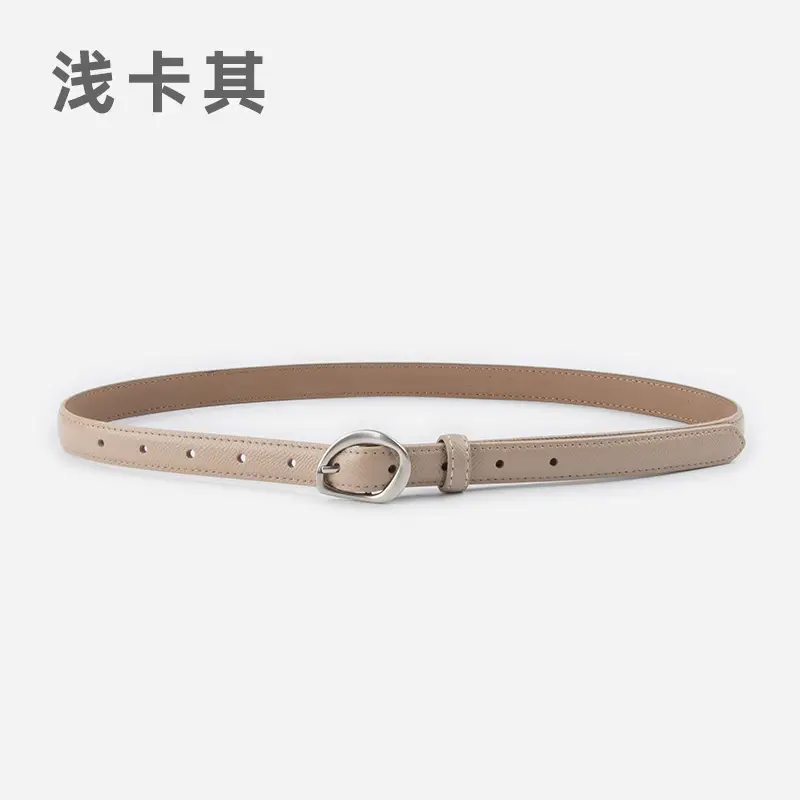 Women's Light Blue Genuine Leather Belt with Silver Buckle - Image 2